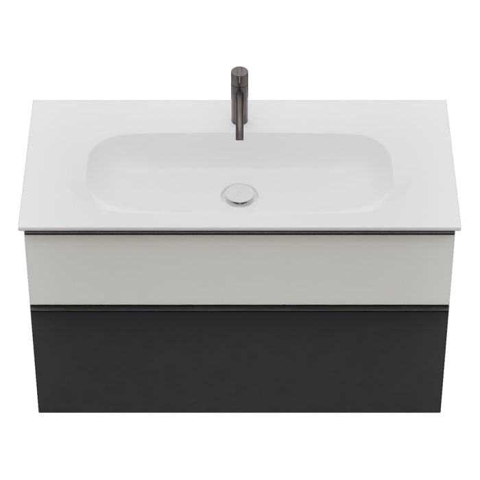 burgbad Fiumo 2.0 Mineralguss-Waschtisch mit Waschtischunterschrank 102 cm, mit Griff G0200