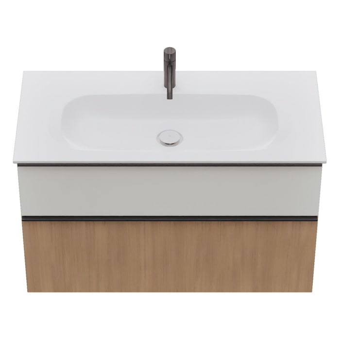 burgbad Fiumo 2.0 Mineralguss-Waschtisch mit Waschtischunterschrank 102 cm, mit Griff G0200