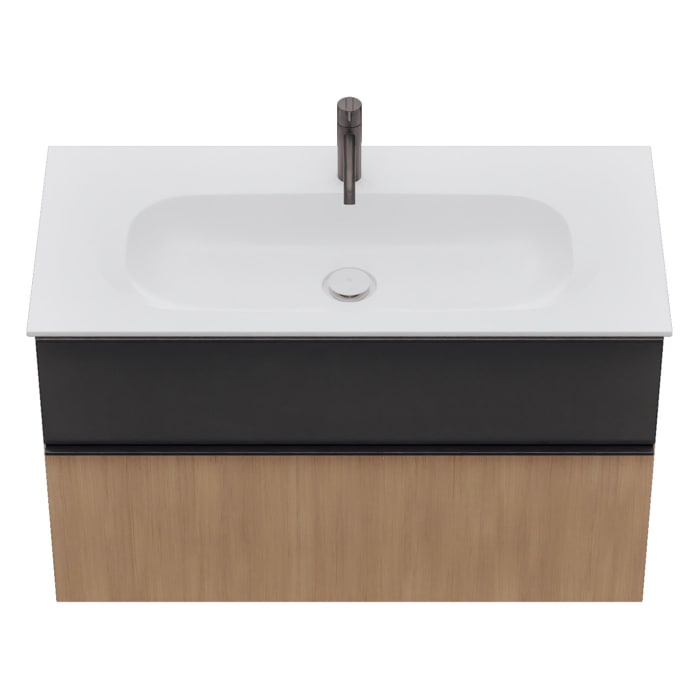 burgbad Fiumo 2.0 Mineralguss-Waschtisch mit Waschtischunterschrank 102 cm, mit Griff G0200