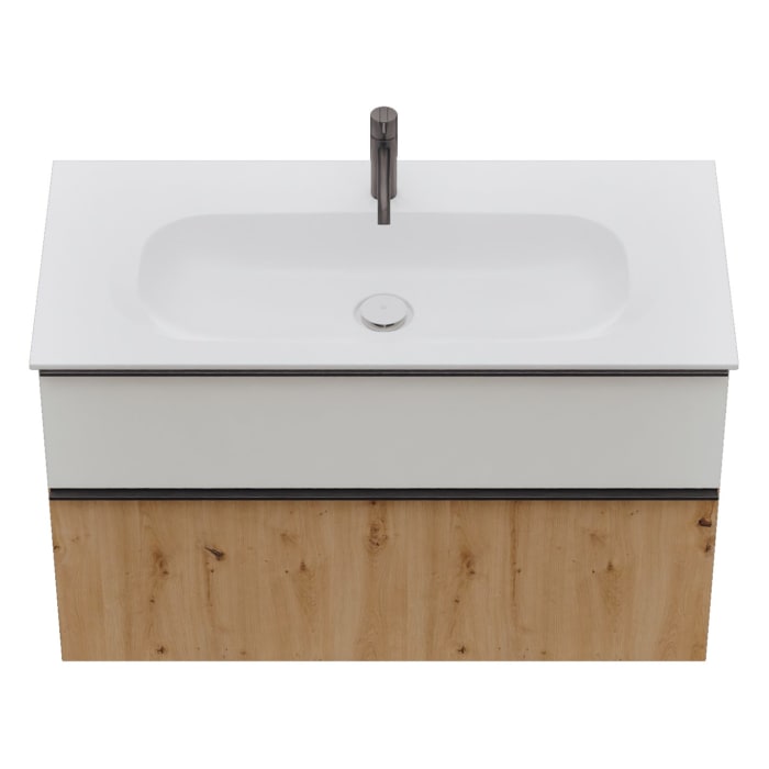 burgbad Fiumo 2.0 Mineralguss-Waschtisch mit Waschtischunterschrank 102 cm, mit Griff G0200