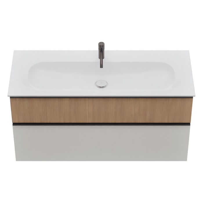 burgbad Fiumo 2.0 Mineralguss-Waschtisch mit Waschtischunterschrank 122 cm, mit Griff G0200