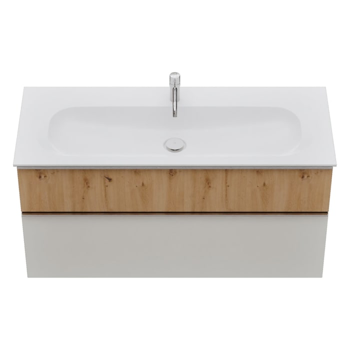 burgbad Fiumo 2.0 Mineralguss-Waschtisch mit Waschtischunterschrank 122 cm, mit Griff G0146