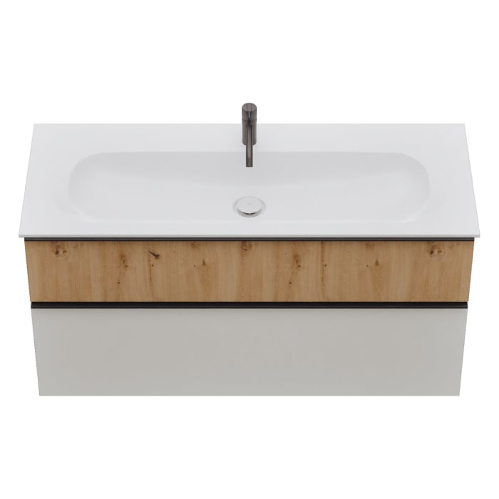 burgbad Fiumo 2.0 Mineralguss-Waschtisch mit Waschtischunterschrank 122 cm, mit Griff G0200