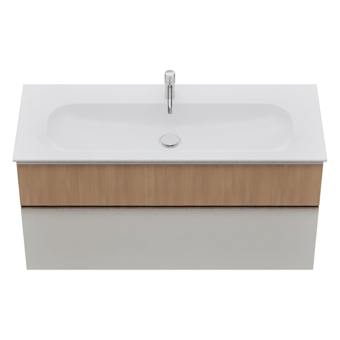 burgbad Fiumo 2.0 Mineralguss-Waschtisch mit Waschtischunterschrank 122 cm, mit Griff G0146