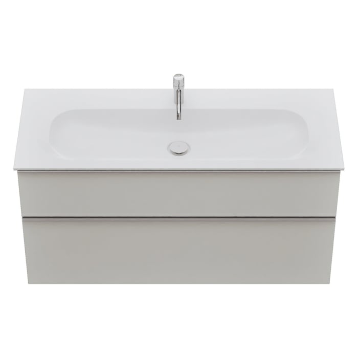 burgbad Fiumo 2.0 Mineralguss-Waschtisch mit Waschtischunterschrank 122 cm, mit Griff G0146