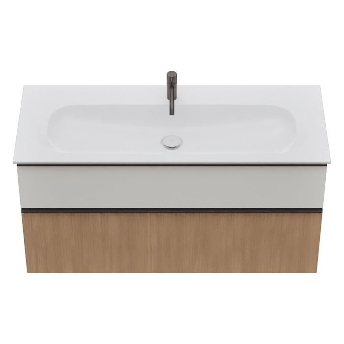 burgbad Fiumo 2.0 Mineralguss-Waschtisch mit Waschtischunterschrank 122 cm, mit Griff G0200