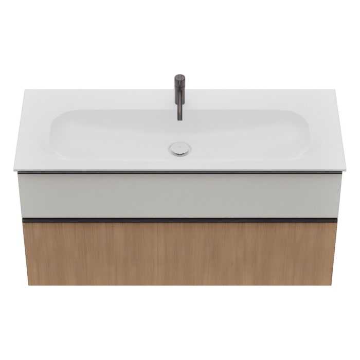 burgbad Fiumo 2.0 Mineralguss-Waschtisch mit Waschtischunterschrank 122 cm, mit Griff G0200