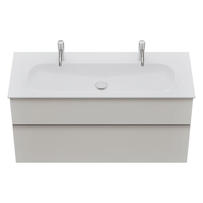 burgbad Fiumo 2.0 Mineralguss-Waschtisch mit Waschtischunterschrank 122 cm, mit Griff G0146