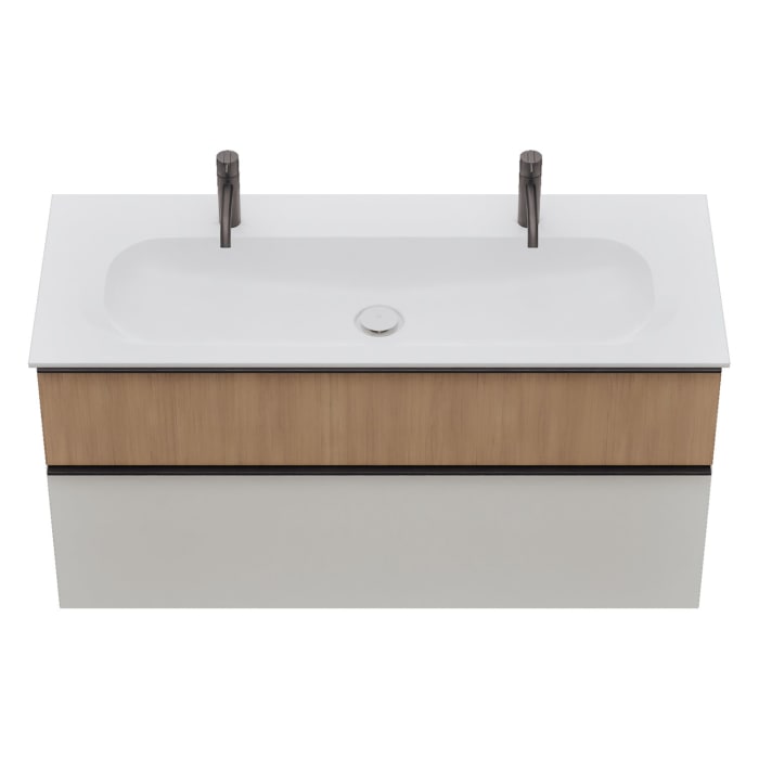 burgbad Fiumo 2.0 Mineralguss-Waschtisch mit Waschtischunterschrank 122 cm, mit Griff G0200