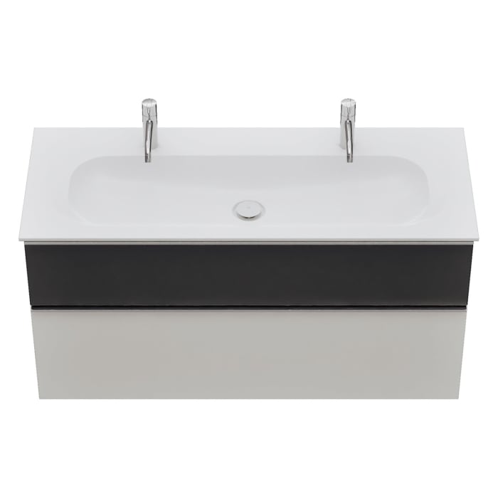 burgbad Fiumo 2.0 Mineralguss-Waschtisch mit Waschtischunterschrank 122 cm, mit Griff G0146