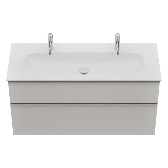 burgbad Fiumo 2.0 Mineralguss-Waschtisch mit Waschtischunterschrank 122 cm, mit Griff G0146