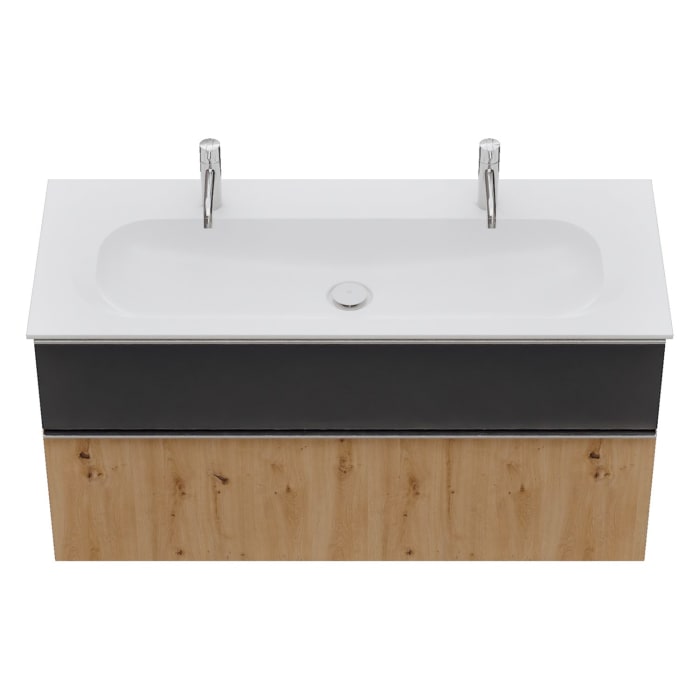 burgbad Fiumo 2.0 Mineralguss-Waschtisch mit Waschtischunterschrank 122 cm, mit Griff G0146