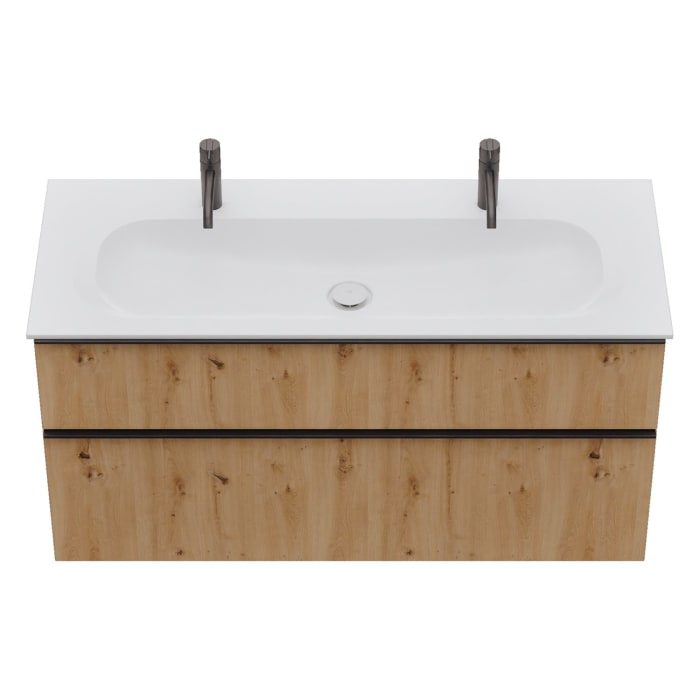 burgbad Fiumo 2.0 Mineralguss-Waschtisch mit Waschtischunterschrank 122 cm, mit Griff G0200