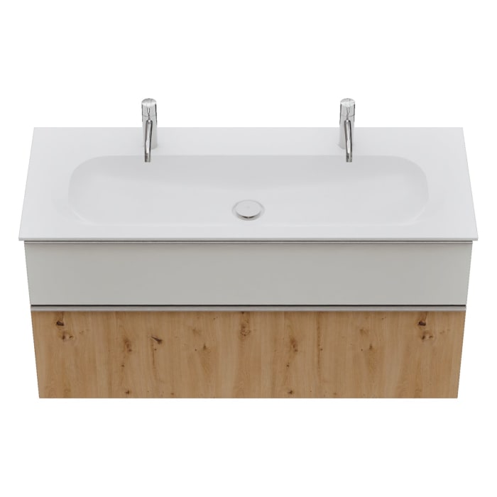 burgbad Fiumo 2.0 Mineralguss-Waschtisch mit Waschtischunterschrank 122 cm, mit Griff G0146