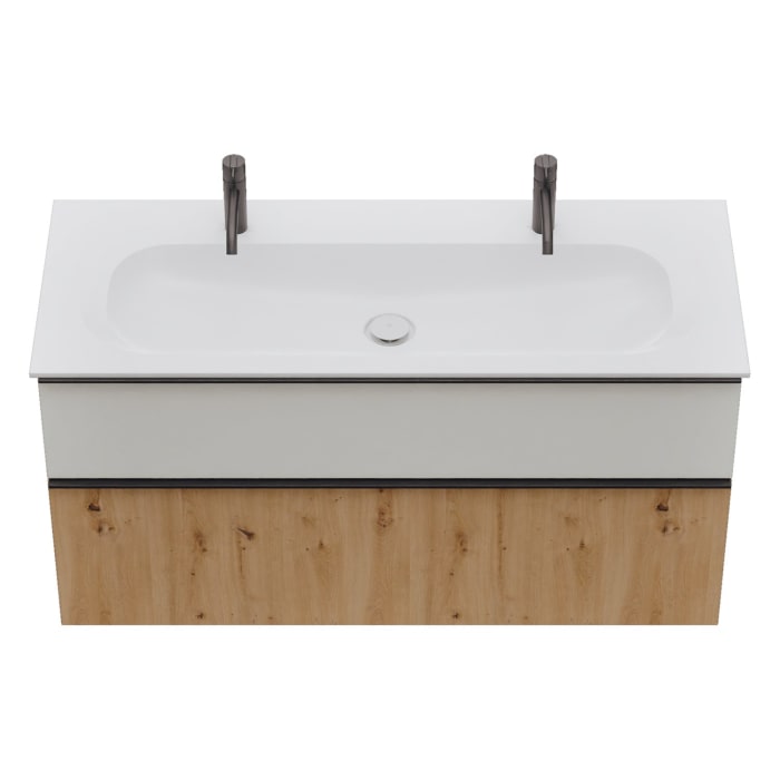 burgbad Fiumo 2.0 Mineralguss-Waschtisch mit Waschtischunterschrank 122 cm, mit Griff G0200