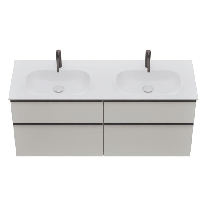 burgbad Fiumo 2.0 Mineralguss-Waschtisch mit Waschtischunterschrank 142 cm, mit Griff G0200