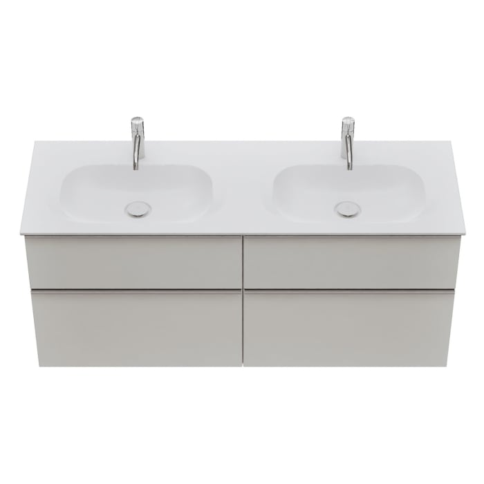 burgbad Fiumo 2.0 Mineralguss-Waschtisch mit Waschtischunterschrank 142 cm, mit Griff G0146