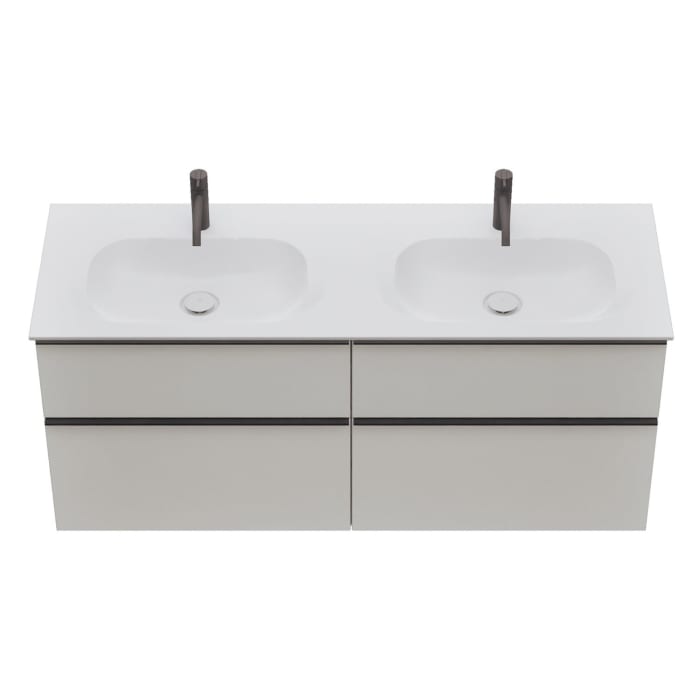 burgbad Fiumo 2.0 Mineralguss-Waschtisch mit Waschtischunterschrank 142 cm, mit Griff G0200