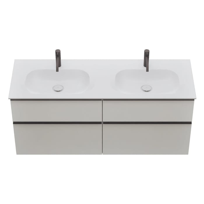 burgbad Fiumo 2.0 Mineralguss-Waschtisch mit Waschtischunterschrank 142 cm, mit Griff G0200