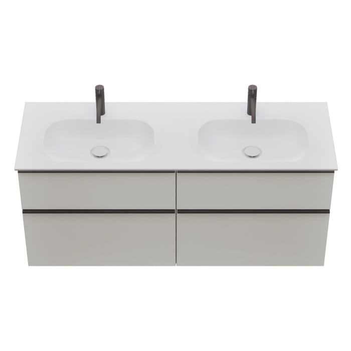 burgbad Fiumo 2.0 Mineralguss-Waschtisch mit Waschtischunterschrank 142 cm, mit Griff G0200