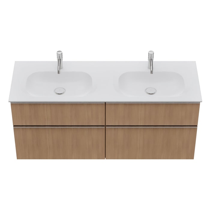 burgbad Fiumo 2.0 Mineralguss-Waschtisch mit Waschtischunterschrank 142 cm, mit Griff G0146