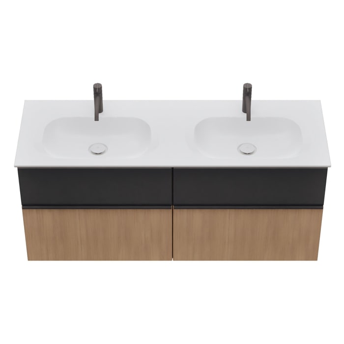 burgbad Fiumo 2.0 Mineralguss-Waschtisch mit Waschtischunterschrank 142 cm, mit Griff G0200