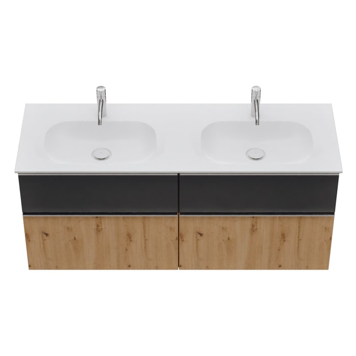 burgbad Fiumo 2.0 Mineralguss-Waschtisch mit Waschtischunterschrank 142 cm, mit Griff G0146