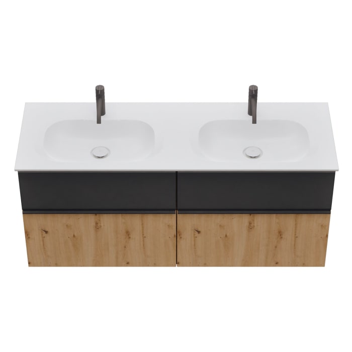 burgbad Fiumo 2.0 Mineralguss-Waschtisch mit Waschtischunterschrank 142 cm, mit Griff G0200