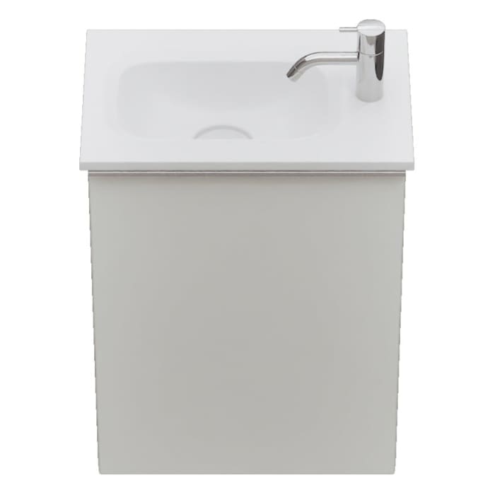 burgbad Fiumo 2.0 Mineralguss-Waschtisch mit Waschtischunterschrank 47 cm, mit Griff G0146