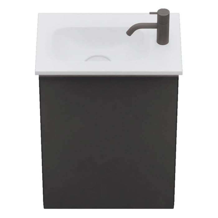 burgbad Fiumo 2.0 Mineralguss-Waschtisch mit Waschtischunterschrank 47 cm, mit Griff G0200