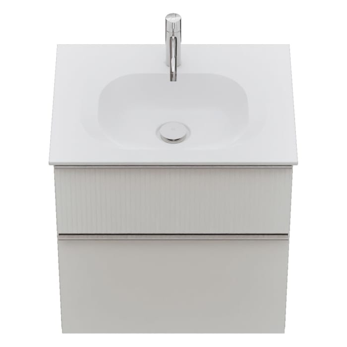 burgbad Fiumo 2.0 Mineralguss-Waschtisch mit Waschtischunterschrank 62 cm, mit Griff G0146