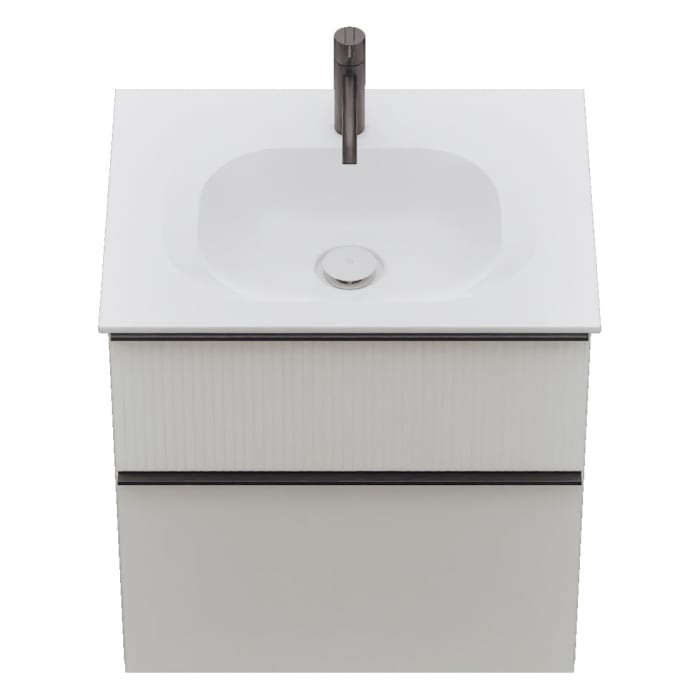 burgbad Fiumo 2.0 Mineralguss-Waschtisch mit Waschtischunterschrank 62 cm, mit Griff G0200