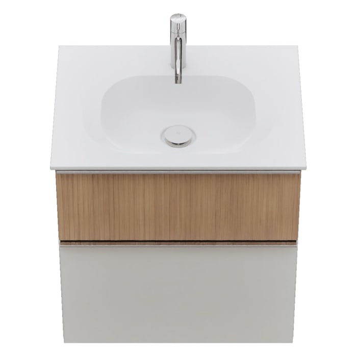 burgbad Fiumo 2.0 Mineralguss-Waschtisch mit Waschtischunterschrank 62 cm, mit Griff G0146