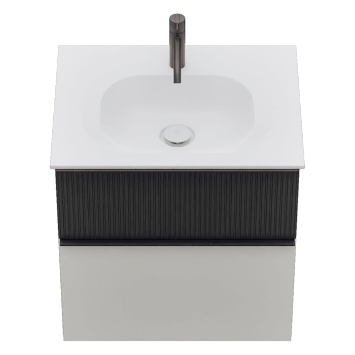 burgbad Fiumo 2.0 Mineralguss-Waschtisch mit Waschtischunterschrank 62 cm, mit Griff G0200