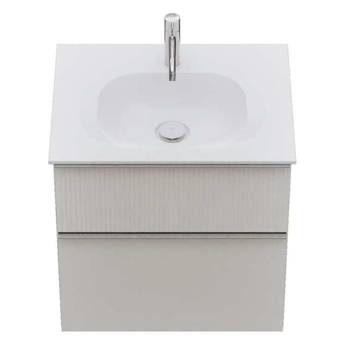 burgbad Fiumo 2.0 Mineralguss-Waschtisch mit Waschtischunterschrank 62 cm, mit Griff G0146