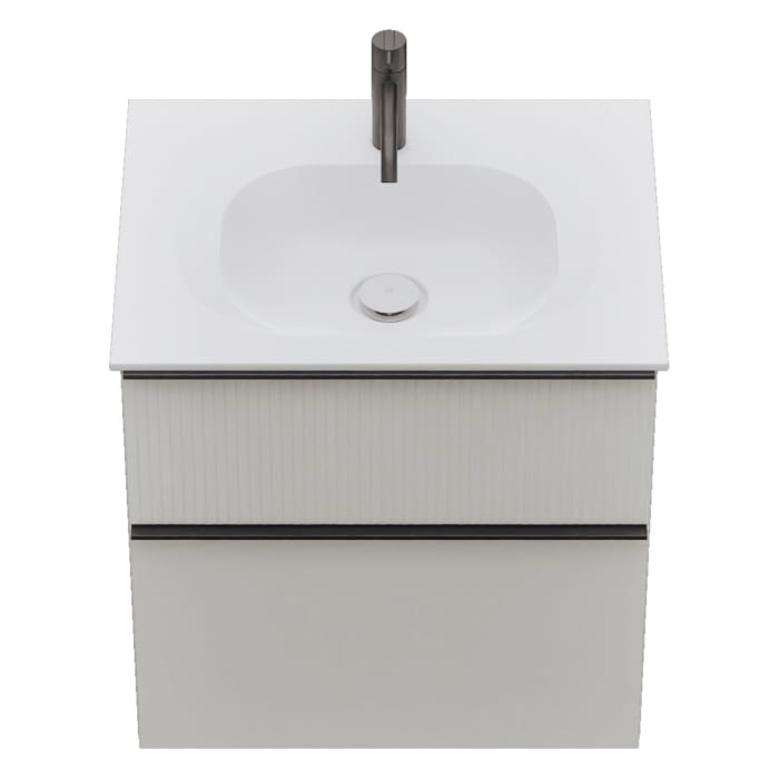 burgbad Fiumo 2.0 Mineralguss-Waschtisch mit Waschtischunterschrank 62 cm, mit Griff G0200