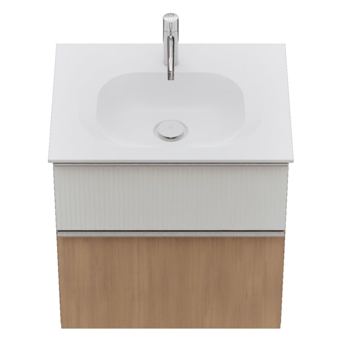 burgbad Fiumo 2.0 Mineralguss-Waschtisch mit Waschtischunterschrank 62 cm, mit Griff G0146