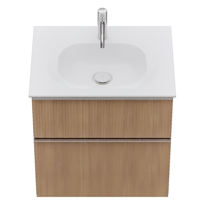 burgbad Fiumo 2.0 Mineralguss-Waschtisch mit Waschtischunterschrank 62 cm, mit Griff G0146