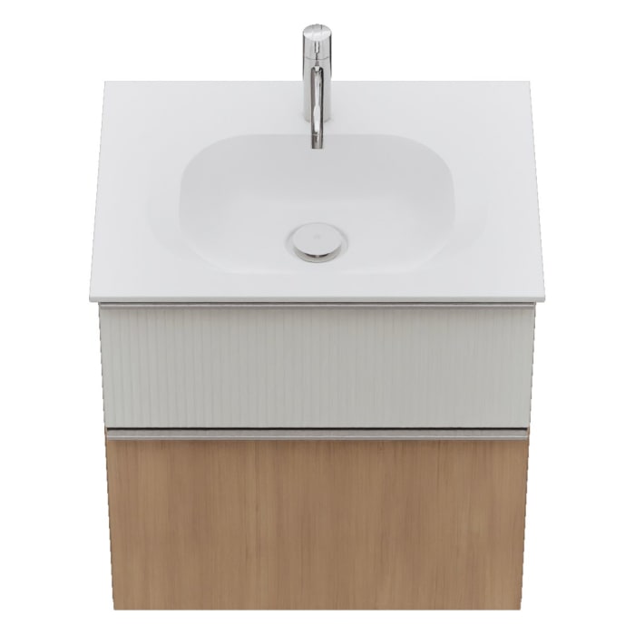 burgbad Fiumo 2.0 Mineralguss-Waschtisch mit Waschtischunterschrank 62 cm, mit Griff G0146