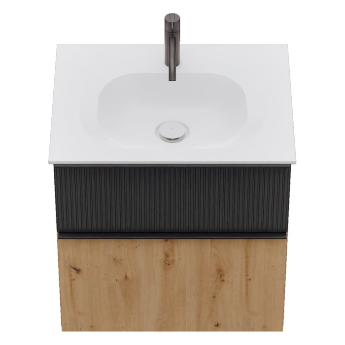 burgbad Fiumo 2.0 Mineralguss-Waschtisch mit Waschtischunterschrank 62 cm, mit Griff G0200