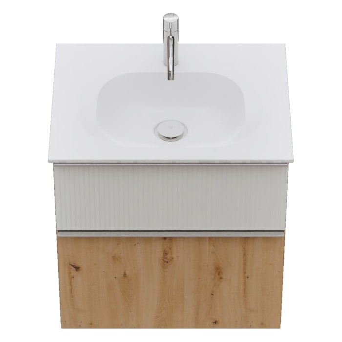 burgbad Fiumo 2.0 Mineralguss-Waschtisch mit Waschtischunterschrank 62 cm, mit Griff G0146