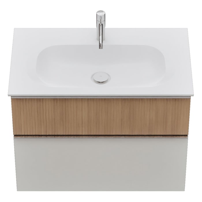 burgbad Fiumo 2.0 Mineralguss-Waschtisch mit Waschtischunterschrank 82 cm, mit Griff G0146