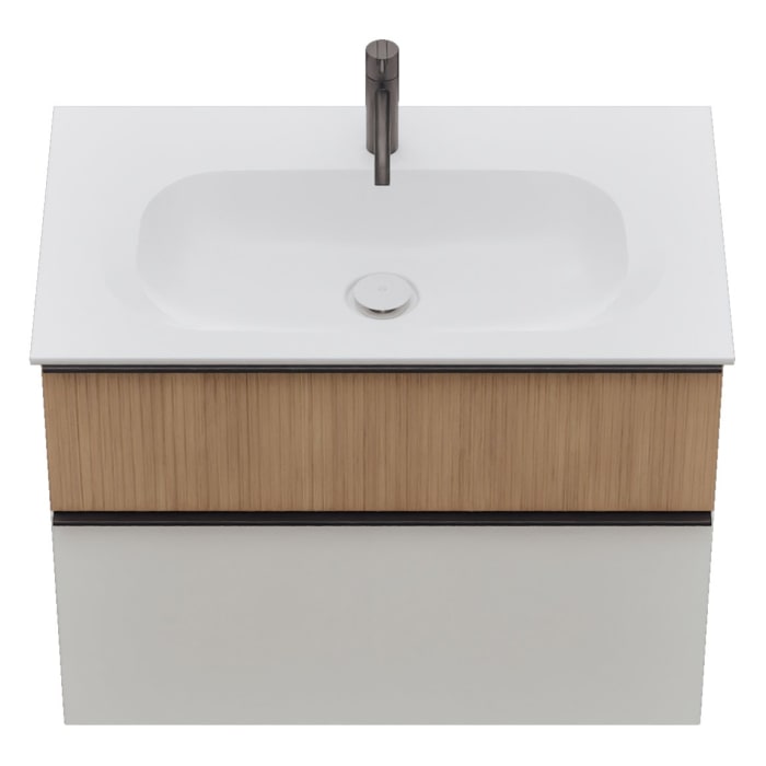 burgbad Fiumo 2.0 Mineralguss-Waschtisch mit Waschtischunterschrank 82 cm, mit Griff G0200