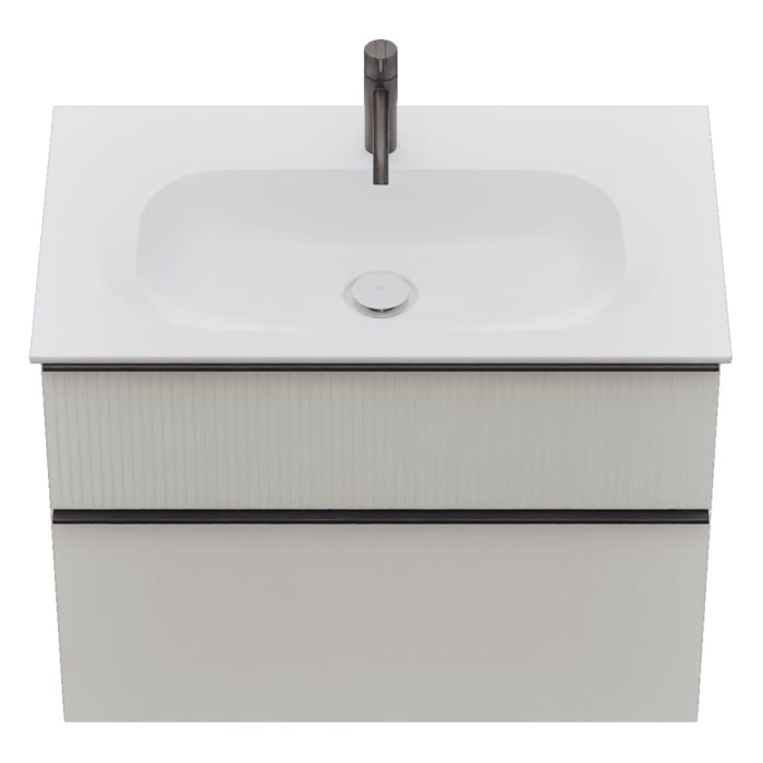 burgbad Fiumo 2.0 Mineralguss-Waschtisch mit Waschtischunterschrank 82 cm, mit Griff G0200