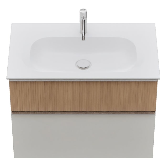 burgbad Fiumo 2.0 Mineralguss-Waschtisch mit Waschtischunterschrank 82 cm, mit Griff G0146