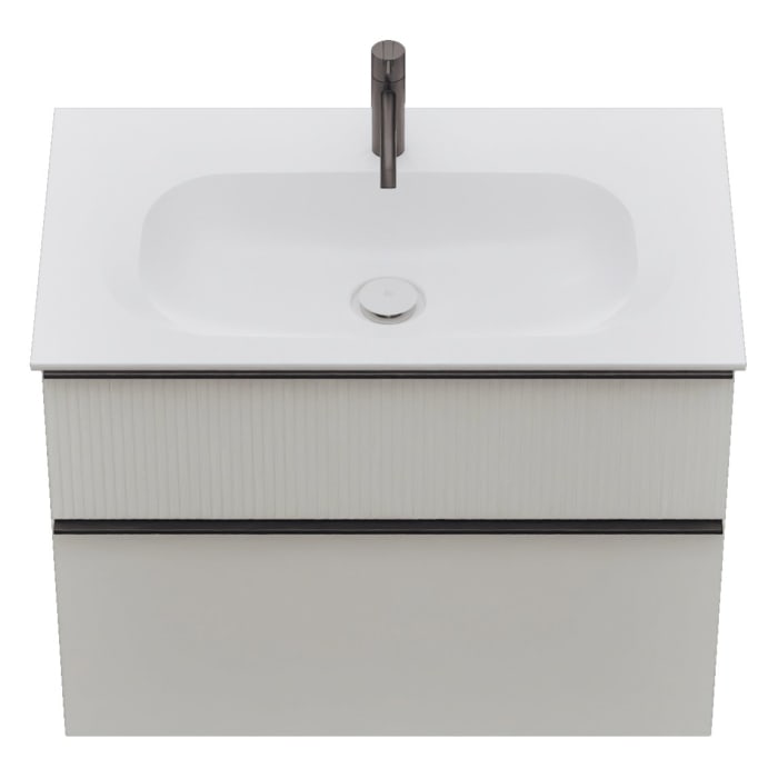 burgbad Fiumo 2.0 Mineralguss-Waschtisch mit Waschtischunterschrank 82 cm, mit Griff G0200