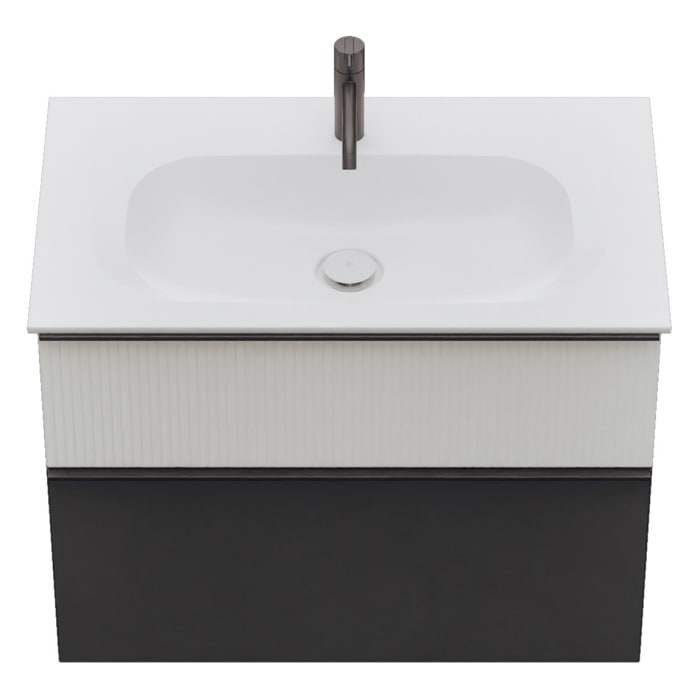 burgbad Fiumo 2.0 Mineralguss-Waschtisch mit Waschtischunterschrank 82 cm, mit Griff G0200