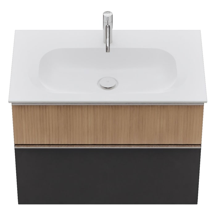 burgbad Fiumo 2.0 Mineralguss-Waschtisch mit Waschtischunterschrank 82 cm, mit Griff G0146