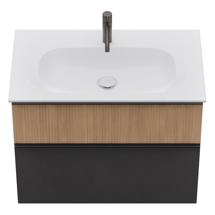 burgbad Fiumo 2.0 Mineralguss-Waschtisch mit Waschtischunterschrank 82 cm, mit Griff G0200