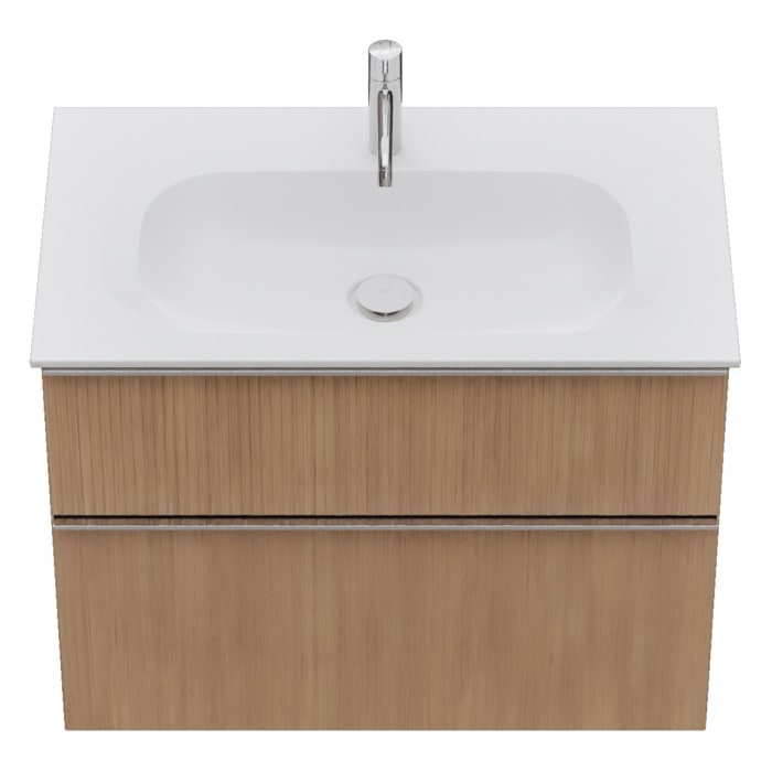 burgbad Fiumo 2.0 Mineralguss-Waschtisch mit Waschtischunterschrank 82 cm, mit Griff G0146